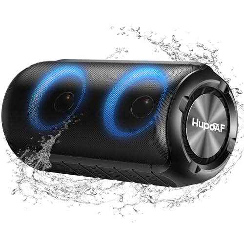 Hupoaf Bluetooth Speaker with 6D Loud Sound, 2025 New Portable Wireless Speaker, IPX7 Waterproof, RGB Lights, BT5.3, 12H Playtime, for Home/Party/Outdoor/Beach, Stocking Stuffers, White Elephant Gifts - Image 1