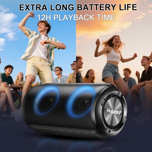 Hupoaf Bluetooth Speaker with 6D Loud Sound, 2025 New Portable Wireless Speaker, IPX7 Waterproof, RGB Lights, BT5.3, 12H Playtime, for Home/Party/Outdoor/Beach, Stocking Stuffers, White Elephant Gifts - Image 5
