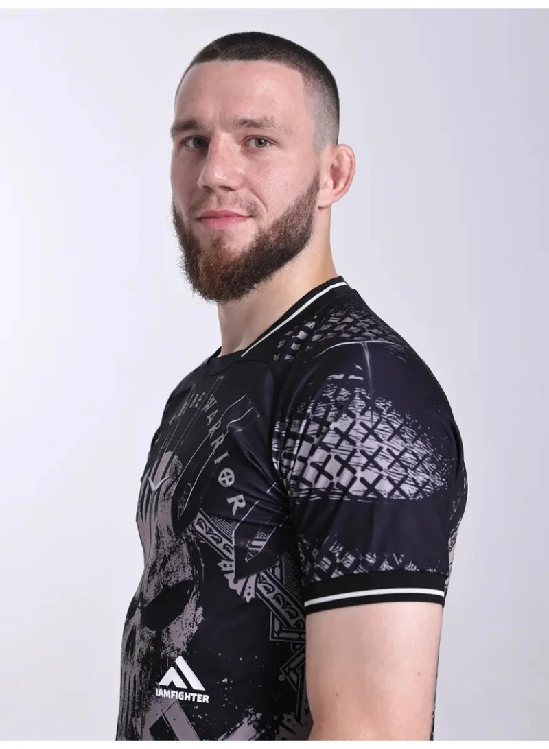 انا محارب قميص تدريب ضاغط للرجال لرياضات MMA – قميص رياضي قابل للتنفس للجيم، كروس فيت، الملاكمة والرياضات القتالية