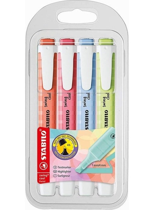 STABILO Swing Cool 275/4-08-1 Pastel Highlighter Pen 4 New Colors  - Image 1