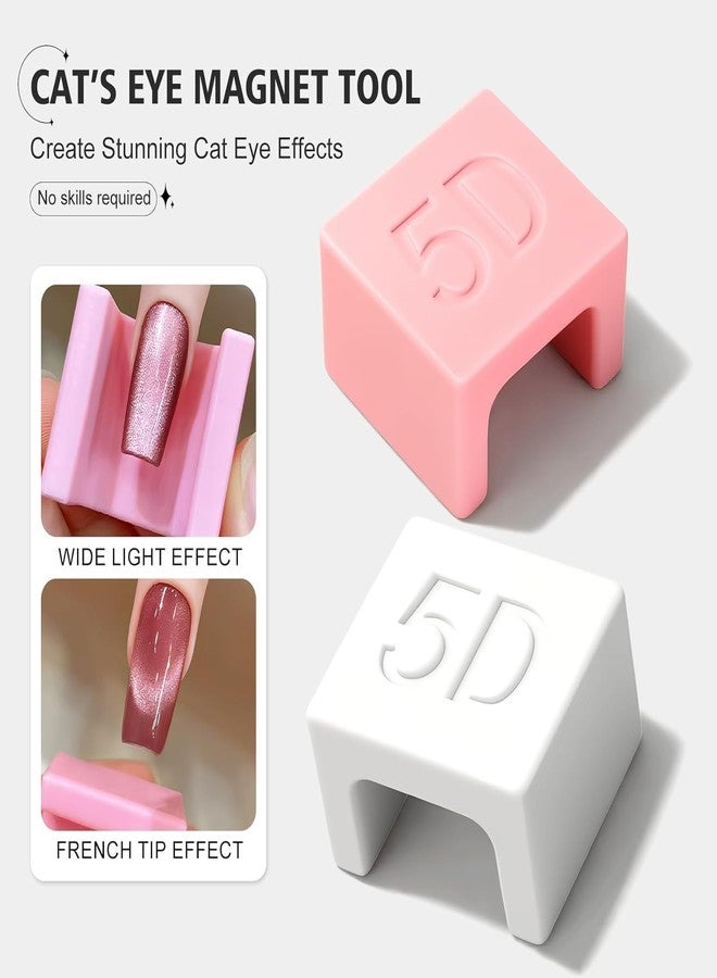 THR3E STROKES 5D Nail Magnet Tool for Cat Eye Gel Polish - Non-Slip Finger Stand, Strong Magnet Nail Art Manicure Tool for DIY & Salon (MIX COLOR) (5D BOX) - Image 3