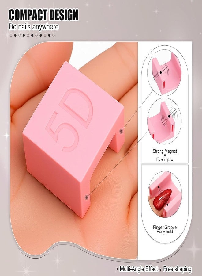THR3E STROKES 5D Nail Magnet Tool for Cat Eye Gel Polish - Non-Slip Finger Stand, Strong Magnet Nail Art Manicure Tool for DIY & Salon (MIX COLOR) (5D BOX) - Image 5