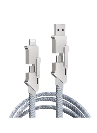 Multi Charging Cable, 4 in 1 Nylon Braided 3FT/1M Multiple USB Charging Cord Adapter, Lightning/Type C/USB A Port Connectors Compatible with iphone Cell Phones Tablets and More - pzsku/ZB8629D0717754E34D341Z/45/_/1702545135/81718941-1956-4c31-b412-31076032646e
