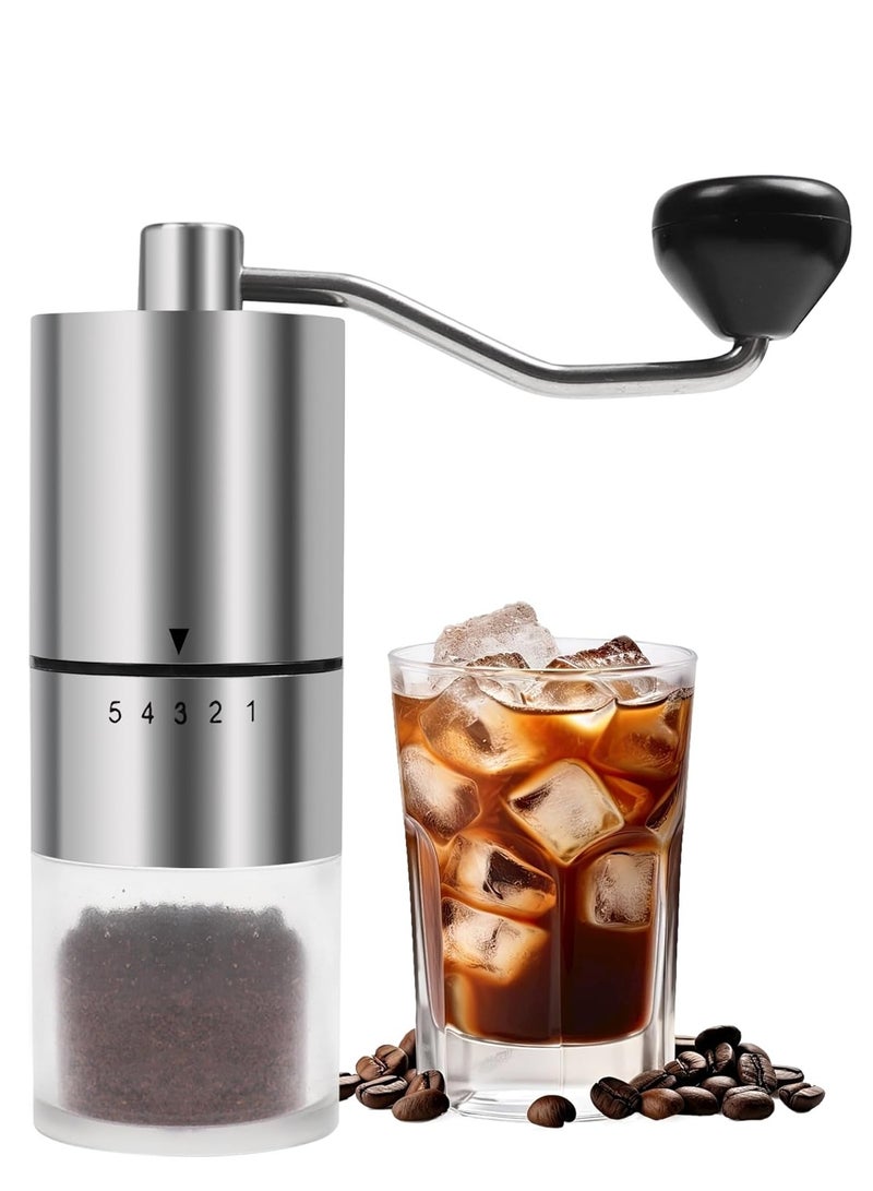 Manual Coffee Grinder Hand Crank - Adjustable Ceramic Burr for Espresso, French Press, Pour Over, Cold Brew - 5 Grind Settings, Portable for Travel & Camping, Compact for Home Use - Coffee Bean Grinder with Non-Slip Base  - Image 1