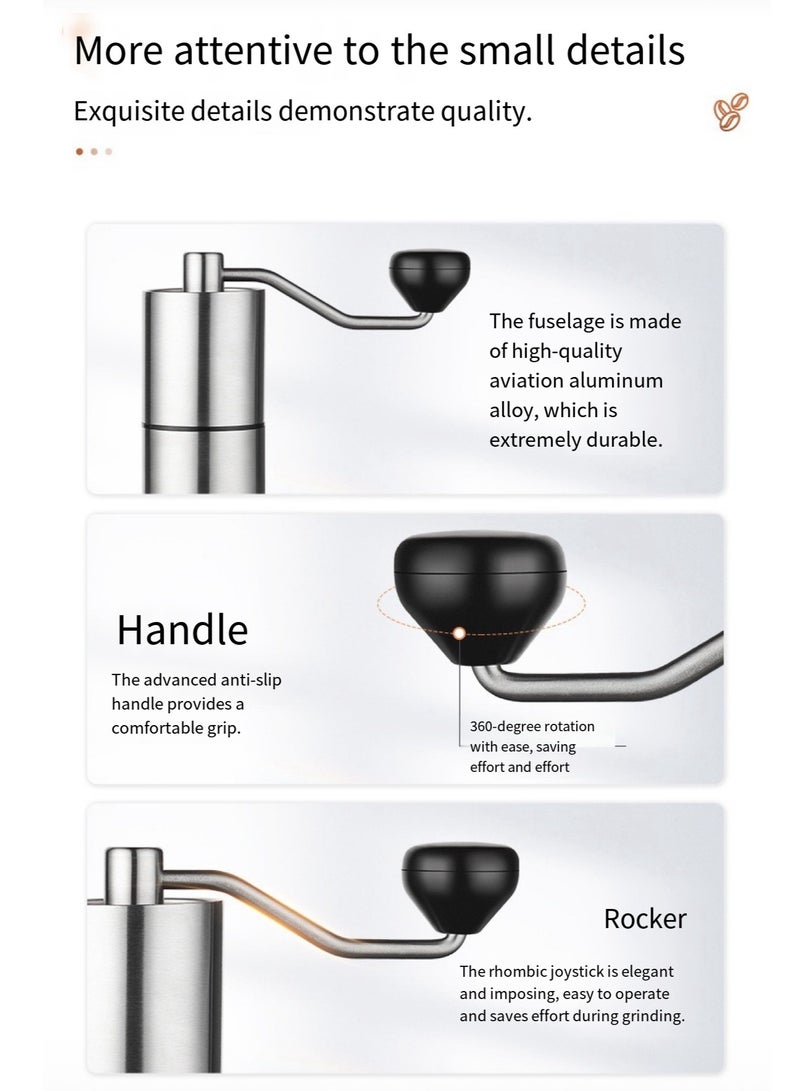 Manual Coffee Grinder Hand Crank - Adjustable Ceramic Burr for Espresso, French Press, Pour Over, Cold Brew - 5 Grind Settings, Portable for Travel & Camping, Compact for Home Use - Coffee Bean Grinder with Non-Slip Base  - Image 3