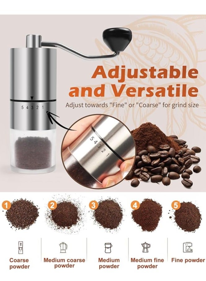 Manual Coffee Grinder Hand Crank - Adjustable Ceramic Burr for Espresso, French Press, Pour Over, Cold Brew - 5 Grind Settings, Portable for Travel & Camping, Compact for Home Use - Coffee Bean Grinder with Non-Slip Base  - Image 5