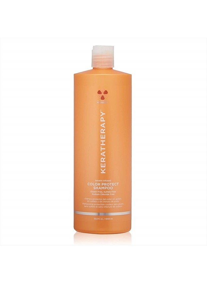 Pomade KERATHERAPY Keratin Infused Color Protect Shampoo, 33.8 fl. oz., 1000 ml - Gluten Free Color Protecting Shampoo for Color Treated Hair with Kerabond Technology, Red Raspberry Oil, Omega 3 & 6 - Image 1