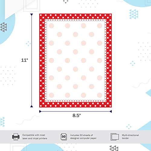 Barker Creek Red/White Dots Computer Paper, 8-1/2 x 11 Inches, 50 Sheets - Image 2