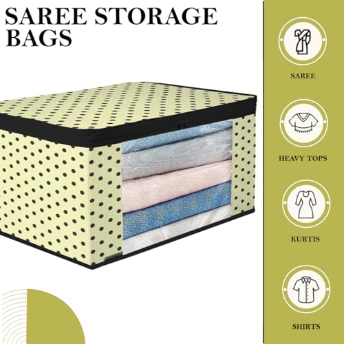 AARON INC Set of 2 Saree Cover Storage Bag for Clothes Zip Closure Saree Bags Wardrobe Organizer For Cloth Transparent Window Sadi Clothing Cover Wedding Lehenga Bag Multicolor Pack of 2 - Image 4
