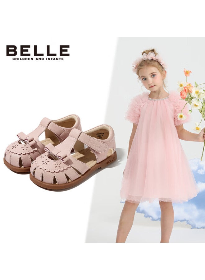 Belle Kids Summer Closed-toe Sandals Fashion Princess Shoes Baby Soft Sole Walking Shoes Girls Pink Size 30 - Image 3