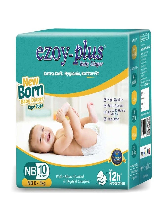 EzoyPlus Baby Diapers, Newborn Size, Tape Style, 0-3kg, 12-Hour Protection, Pack of 3