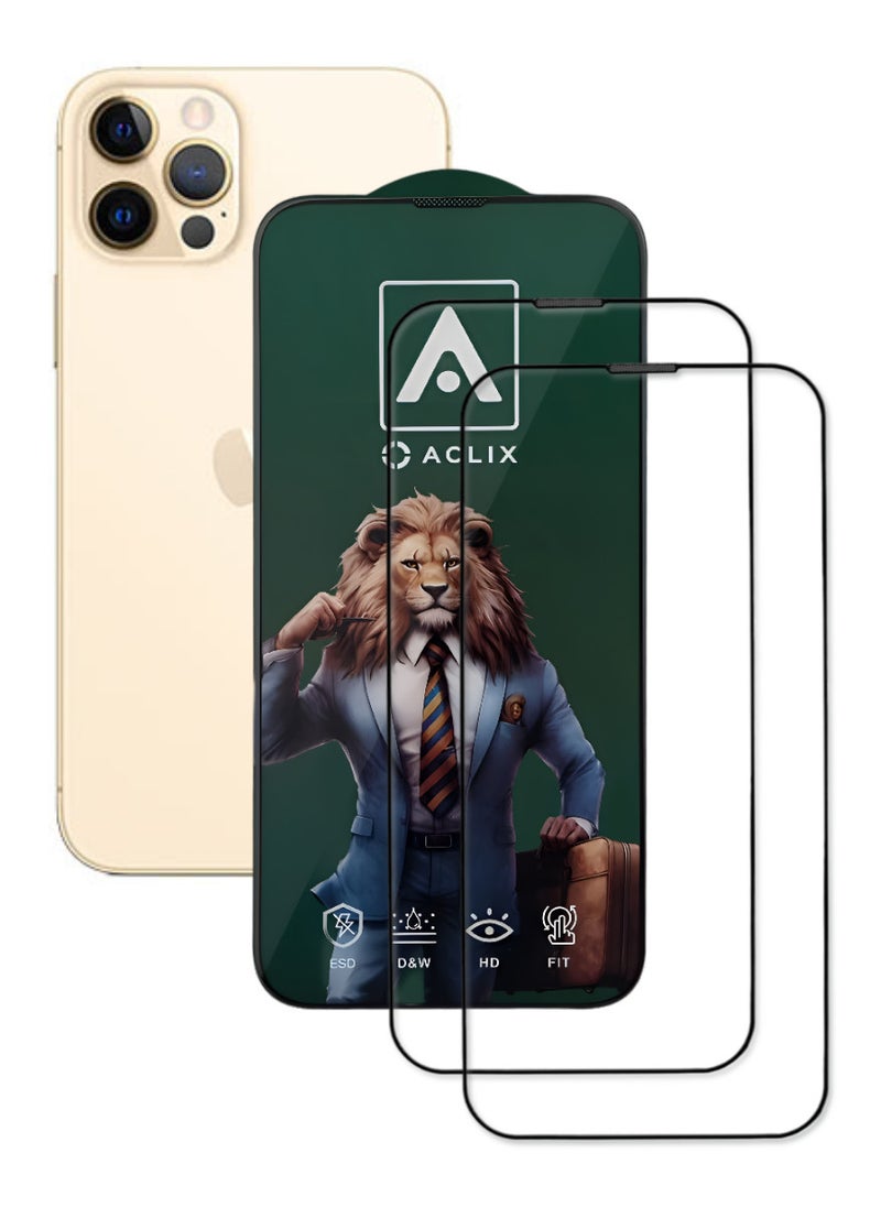 ACLIX 2 Pieces Antistatic ESD Dustproof Premium Quality High Definition Tempered Glass Screen Protector Designed For  iPhone 12 Pro - Image 1