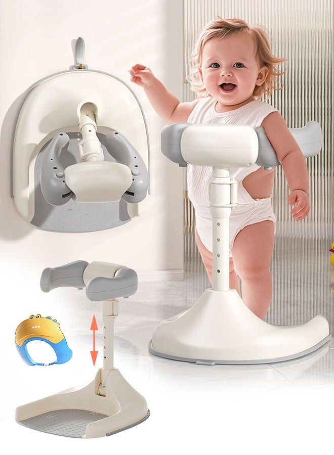Sharpdo Baby Shower Stand, Infant Bath Support, Foldable Baby Bathing Stand with Anti-Slip Base and Shower Cap - Image 1