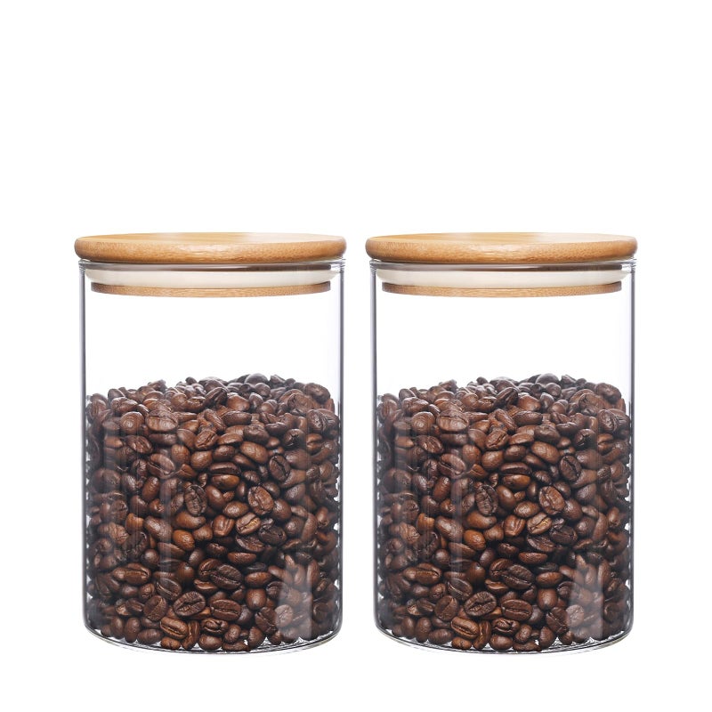 umieo Glass Food Storage Containers with Lids Small Storage Containers 27oz Set of 2 Glass Storage Jars with Airtight Lids for Flour Rice Nuts Candy Coffee Beans