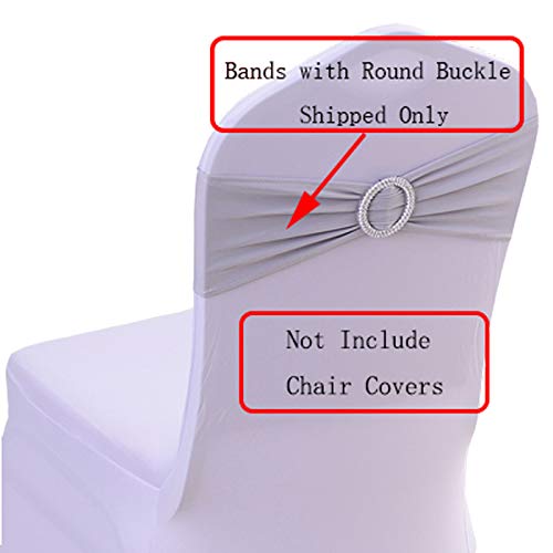 SheYang 50PCS Spandex Chair Sashes Bows Elastic Chair Bands with Buckle Slider Sashes Bows for Wedding Decorations (50PCS, Light Grey) - Image 4