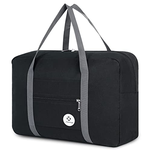 Narwey For Spirit Airlines Personal Item Bag 18x14x8 Foldable Travel Duffel Bag Tote Carry on Luggage Duffle Overnight for Women and Men (1112-Black) - Image 1