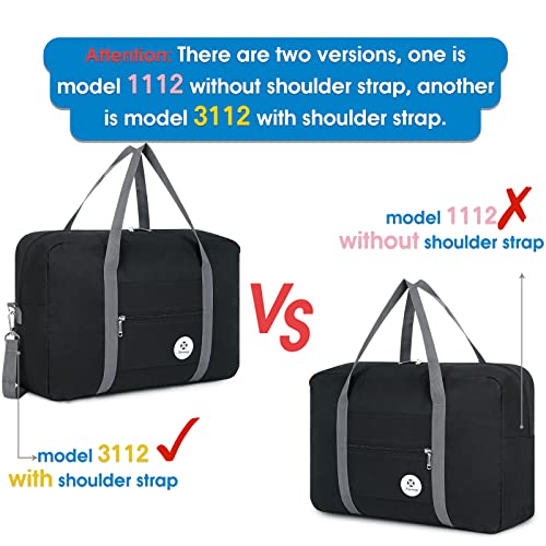 Narwey For Spirit Airlines Personal Item Bag 18x14x8 Foldable Travel Duffel Bag Tote Carry on Luggage Duffle Overnight for Women and Men (1112-Black) - Image 4