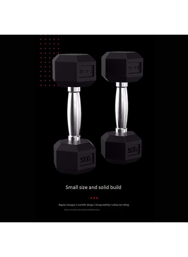 Generic Dumbbell Solid Iron Hexagon Dumbbell Rubber Encased Hex Dumbbell with Metal Handles Home Sports Fitness Equipment  - Image 5