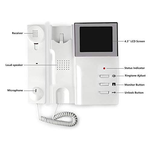AMOCAM Wired Video Intercom Doorbell System 4.3 Inches HD LCD 2- Monitor Video Door Phone Bell Kits IR Night Vision Indoor Outdoor Camera DoorBell Intercom Doorphone Telephone Style 1V2 - Image 4