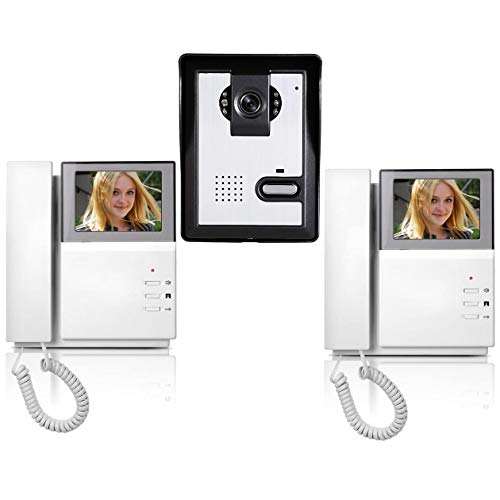 AMOCAM Wired Video Intercom Doorbell System 4.3 Inches HD LCD 2- Monitor Video Door Phone Bell Kits IR Night Vision Indoor Outdoor Camera DoorBell Intercom Doorphone Telephone Style 1V2 - Image 1