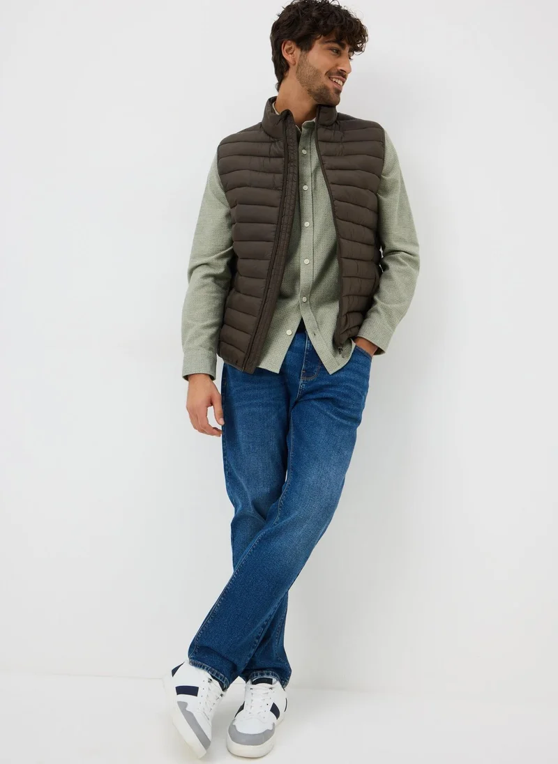 Matalan Green Brushed Birdseye Plain Shirt