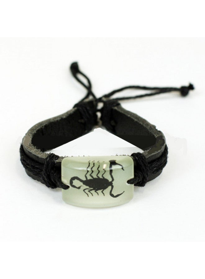 REALBUG Black Scorpion Bracelet, Glow in The Dark, Leather (NBL212)