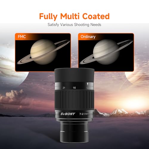SVBONY SV135 1.25” Zoom Eyepiece, Zoom 7 to 21mm Telescope Eyepiece 5 Element 3 Group, Telescope Accessories for Astronomic Telescopes Visual Planetary Nebula - Image 4
