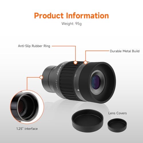 SVBONY SV135 1.25” Zoom Eyepiece, Zoom 7 to 21mm Telescope Eyepiece 5 Element 3 Group, Telescope Accessories for Astronomic Telescopes Visual Planetary Nebula - Image 5