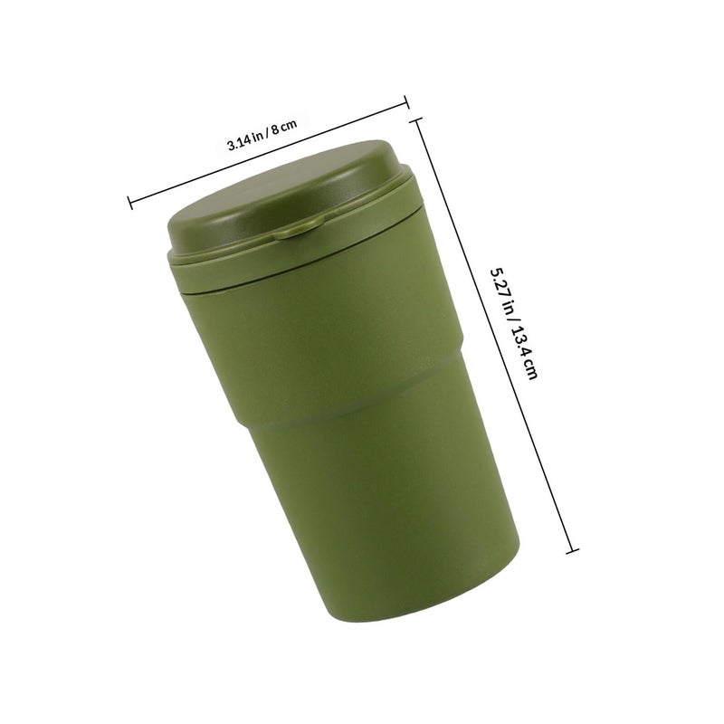High Temperature Resistant Portable Car Ashtray With Lid Large Capacity Green - Image 3