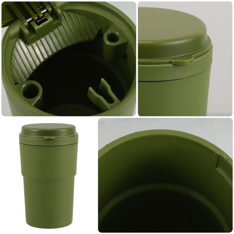 High Temperature Resistant Portable Car Ashtray With Lid Large Capacity Green - Image 4