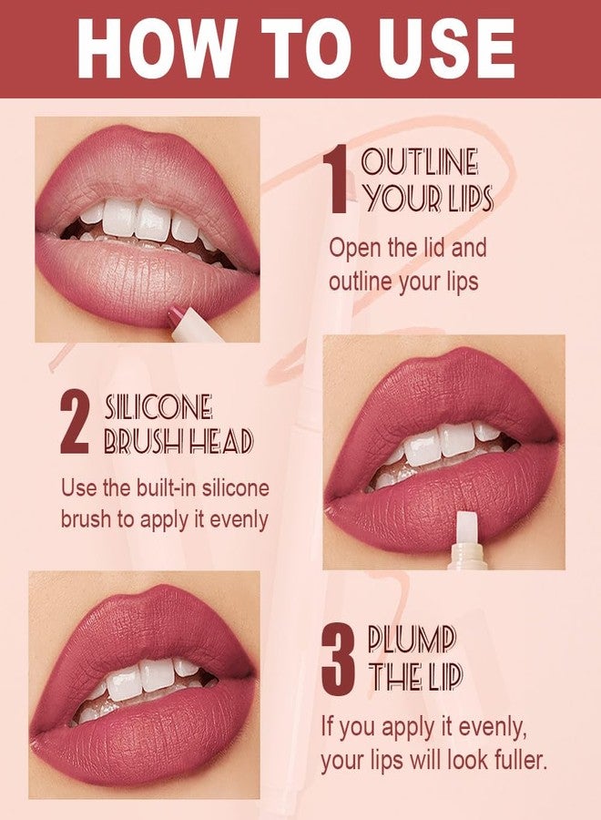 QIDSTERS Plump Matte Crayon Lip Liner Pencil, Neutral Pink Lipstick Lip Liners for Women, 24 Hour Long-Lasting Lip Gloss Makeup, With Silicone Smudger for Define Contours & Sculpting Lip, 02 - Image 5