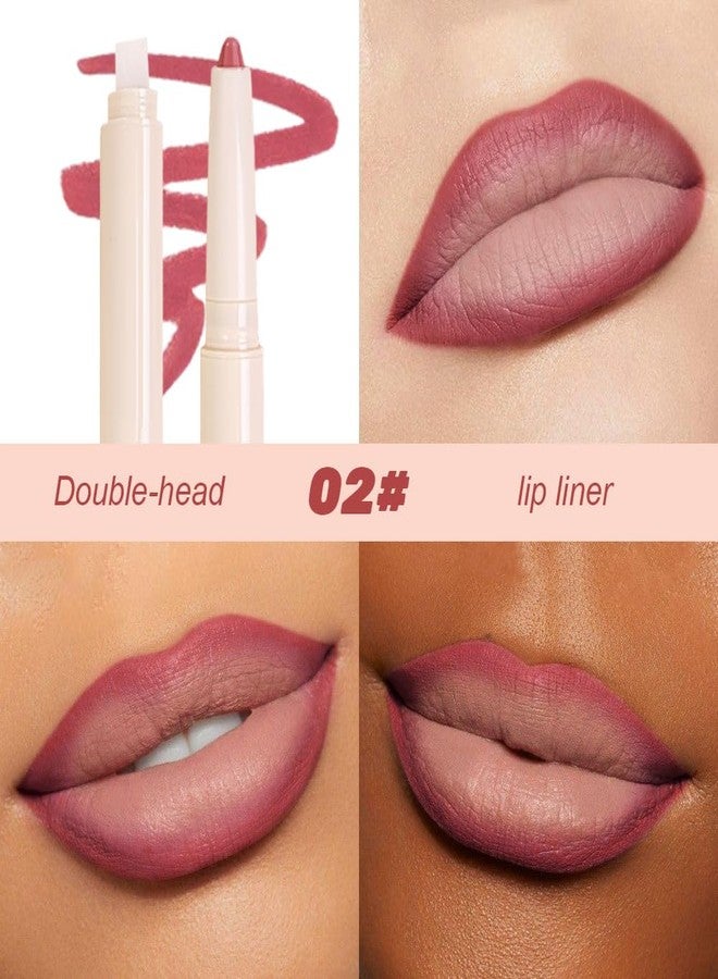 QIDSTERS Plump Matte Crayon Lip Liner Pencil, Neutral Pink Lipstick Lip Liners for Women, 24 Hour Long-Lasting Lip Gloss Makeup, With Silicone Smudger for Define Contours & Sculpting Lip, 02 - Image 3