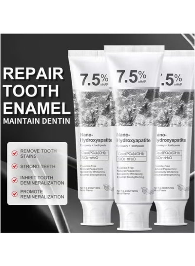 كرونت معجون أسنان كرونت هيدروكسي أباتيت لحماية متقدمة للمينا، تركيبة لطيفة وفعالة، معجون أسنان خالٍ من الفلورايد للأسنان الحساسة، 4.23 أونصة * 3 عبوات - Image 4