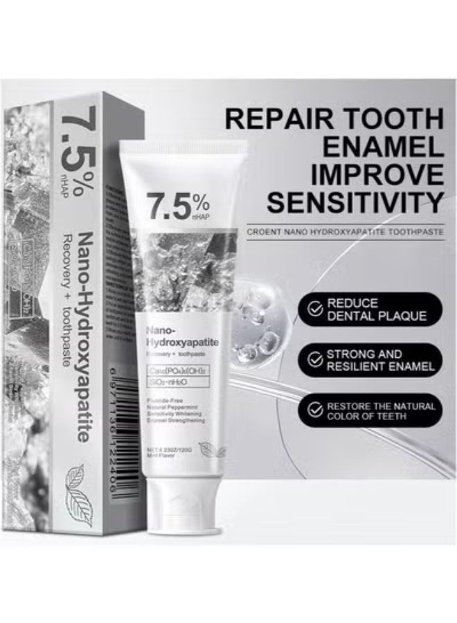 كرونت معجون أسنان كرونت هيدروكسي أباتيت لحماية متقدمة للمينا، تركيبة لطيفة وفعالة، معجون أسنان خالٍ من الفلورايد للأسنان الحساسة، 4.23 أونصة * 3 عبوات - Image 2