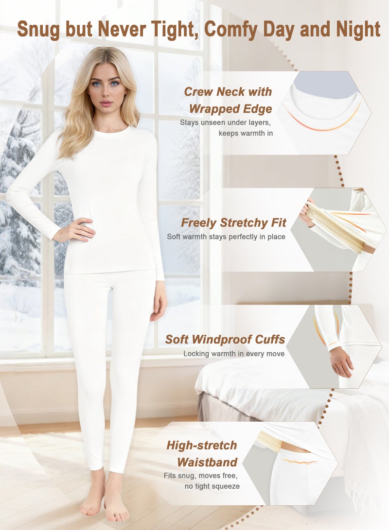 Necomi Women's Thermal Underwear Set, Fleece Lined Base Layer Pajamas for Cold Weather, Warm Winter Long Johns with Top & Bottom, Moisture-Wicking Thermal Wear for Skiing/Hiking/Camping - Image 3