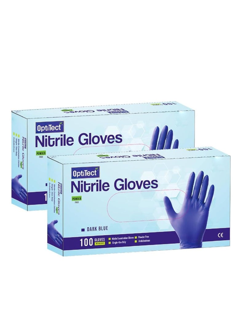 أوبتيتيكت قفازات النتريل خالية من البودرة، حجم صغير، 100 قطعة للاستخدام مرة واحدة - متينة ومريحة وخالية من اللاتكس، عبوة من قطعتين - Image 1