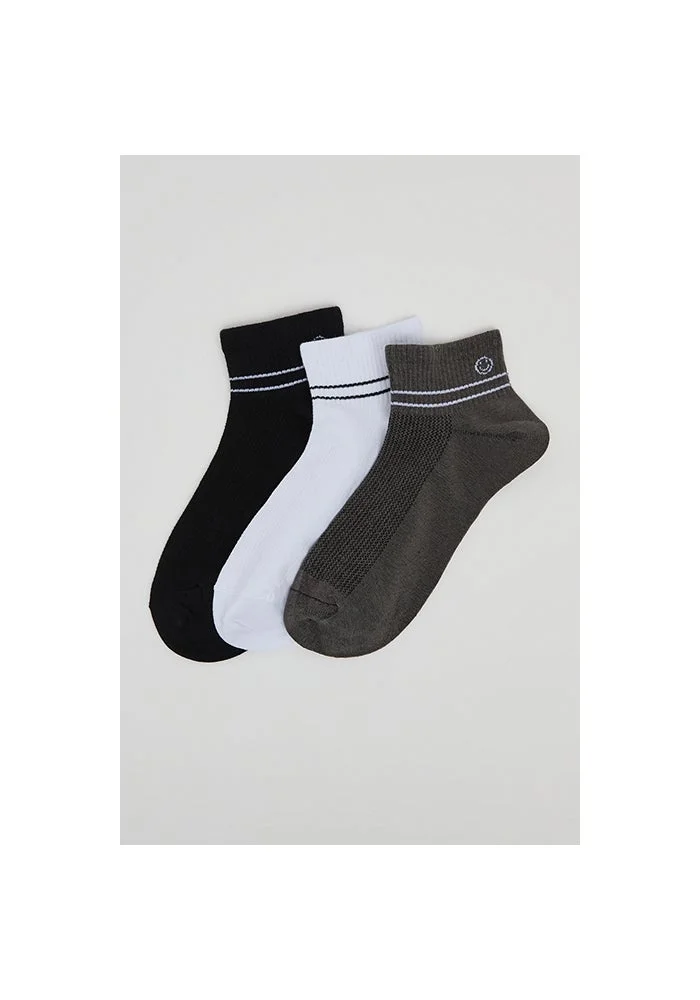 أر أند بي 3 Pack Striped Detail Ankle Socks