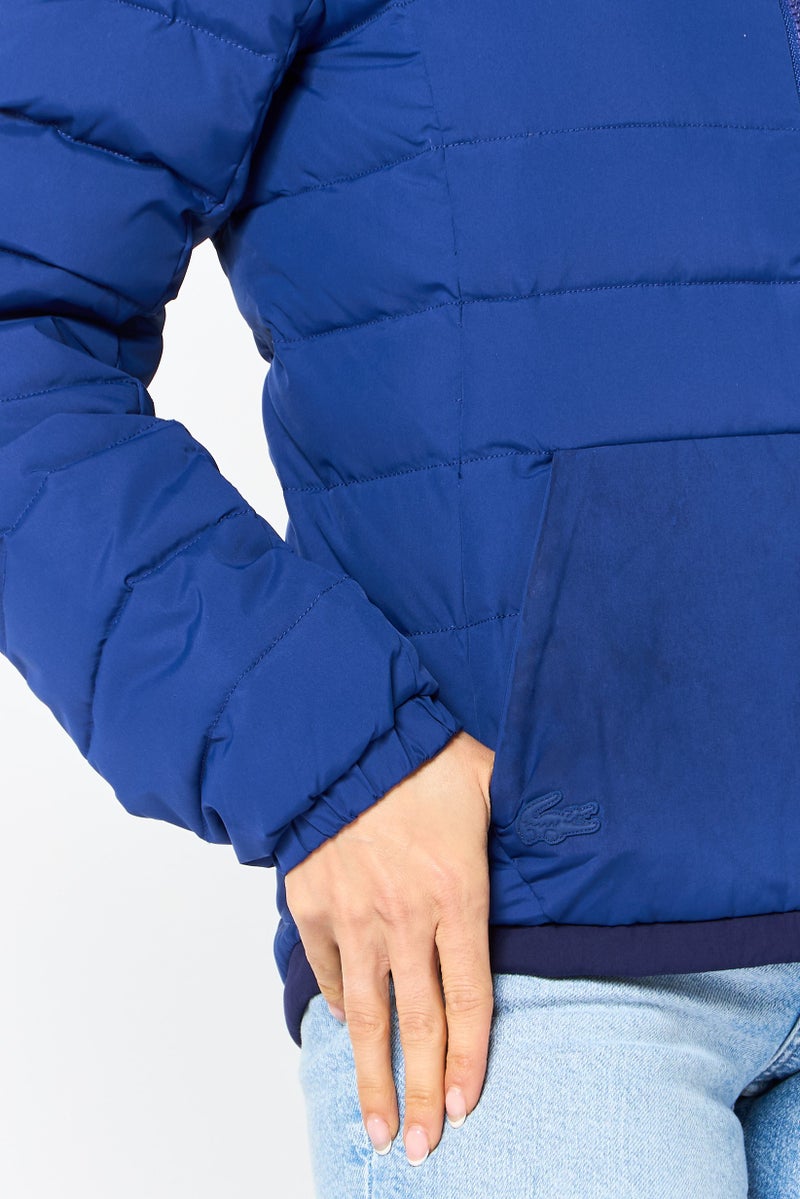LACOSTE Women Quilted Puffer Jacket, Blue - Image 3