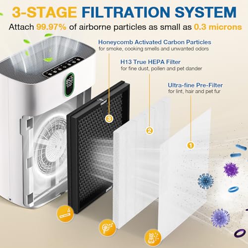 Caehomly 2 Pack HY4866 Replacement Filters for MORENTO/WESTHEY HY4866 Air Purifier and YIOU M1 Air Purifier, 3-in-1 H13 True HEPA Filter High-Efficiency Activated Carbon Filter, Enhanced Version - Image 3