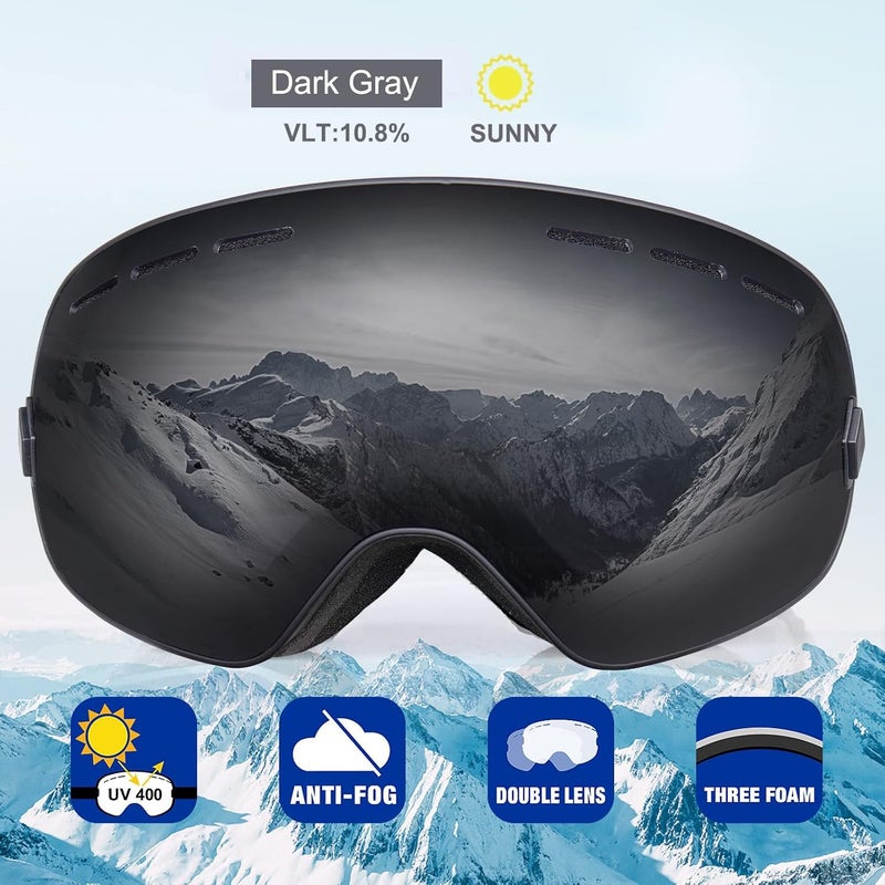 EXP VISION Snowboard Ski Goggles Men Women Youth, Anti Fog OTG Winter Snow Goggles Spherical Detachable Lens - Image 2
