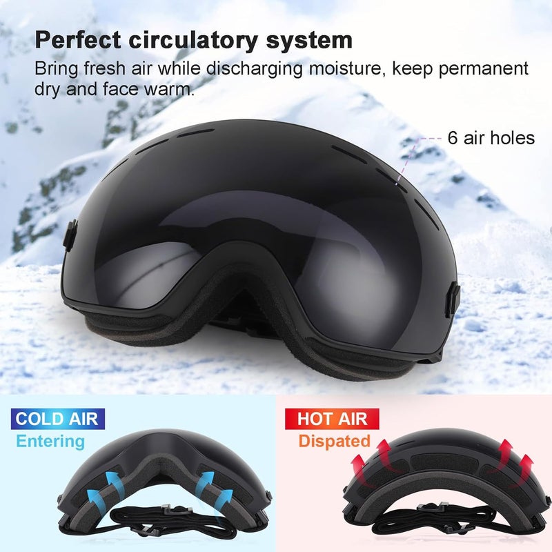 EXP VISION Snowboard Ski Goggles Men Women Youth, Anti Fog OTG Winter Snow Goggles Spherical Detachable Lens - Image 3