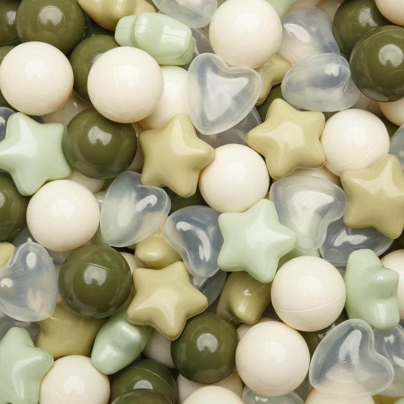TRENDPLAY Ball Pit Balls Star and Heart Shapes for Toddlers 200 Count Plastic Balls for Ball Pit Fun and Play Cream Green - Image 3