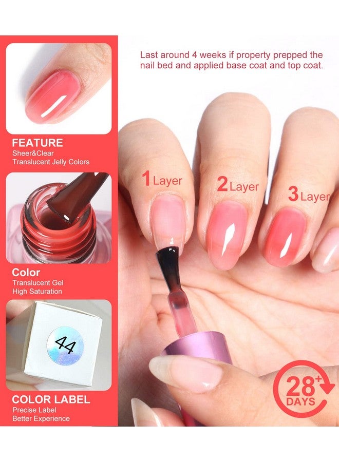 DouborQ 20 Colors Jelly Crystal Gel Nail Polish Set Nude Pink Red Purple White Black Green Orange Soak Off Nail Polish for Girls - Image 2
