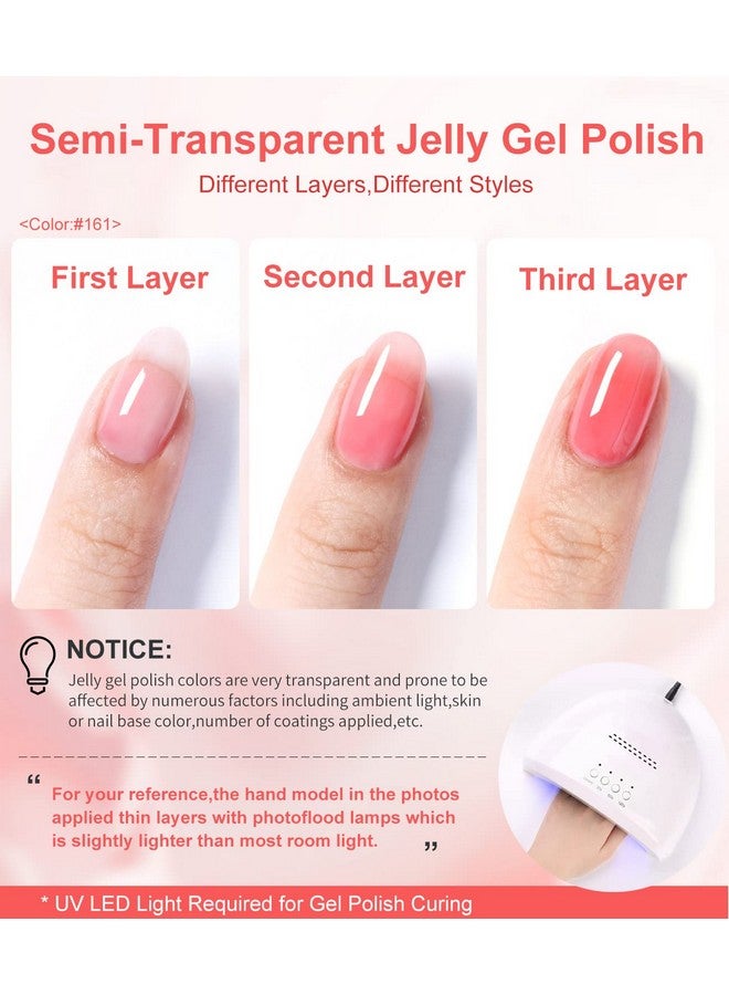 DouborQ 20 Colors Jelly Crystal Gel Nail Polish Set Nude Pink Red Purple White Black Green Orange Soak Off Nail Polish for Girls - Image 3