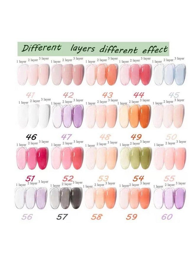 DouborQ 20 Colors Jelly Crystal Gel Nail Polish Set Nude Pink Red Purple White Black Green Orange Soak Off Nail Polish for Girls - Image 4