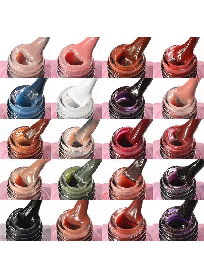 DouborQ 20 Colors Jelly Crystal Gel Nail Polish Set Nude Pink Red Purple White Black Green Orange Soak Off Nail Polish for Girls - Image 5
