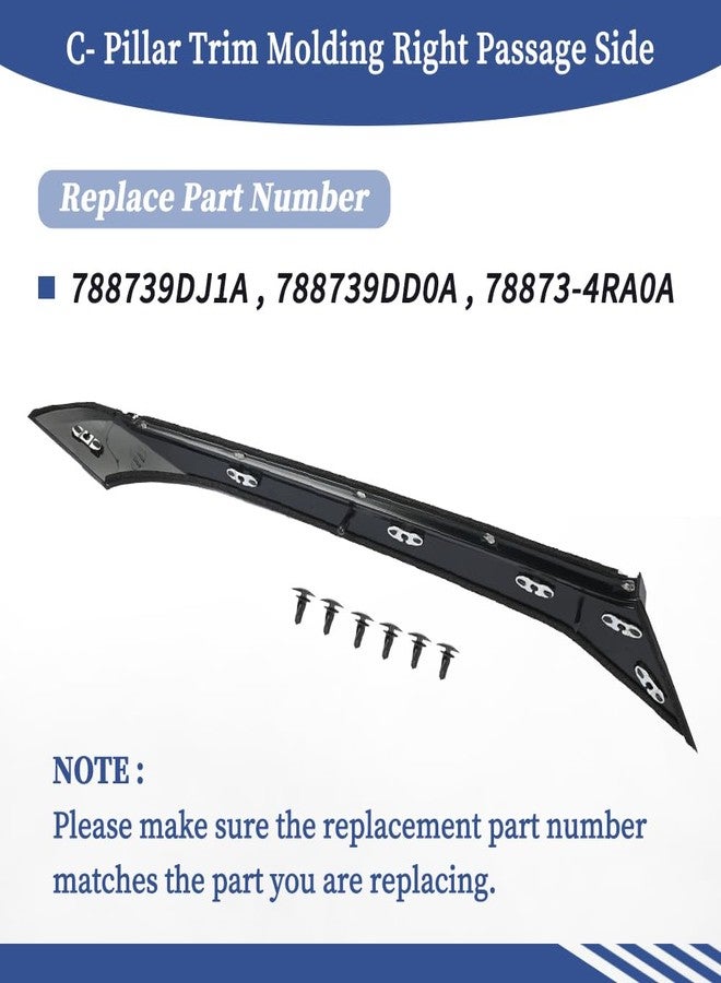 Getfarway C- Pillar Trim Molding 788739DJ1A 788739DD0A 78873-4RA0A Compatible with Nissan Maxima 2016-2021 Rear Right Passenger Side Body Molding Panel Black (Right Passenger Side) - Image 3