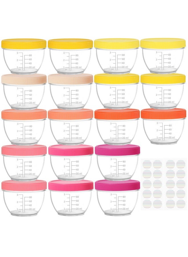 Youngever 18 Sets Baby Food Storage, 4 Ounce Baby Food Containers with Lids, 9 Bright Pink Colors, with Lids Labels - Image 1