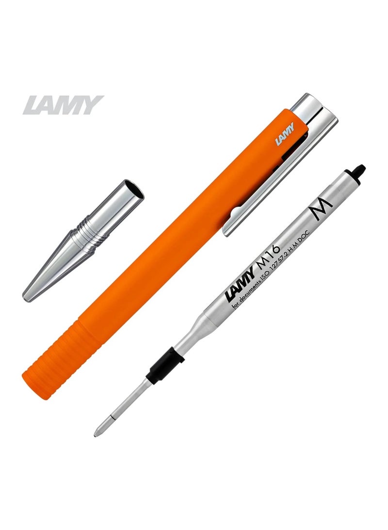 LAMY قلم حبر جاف م+ ذو رأس متوسط حبر أسود برميل برتقالي - Image 3