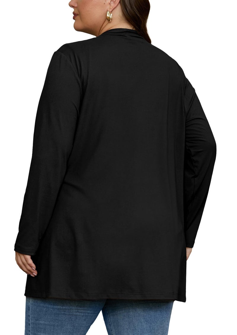 OLRIK Womens Plus Size Sweaters Black Cardigan For Women Plus Size Jackets For Women Black-3X - Image 4
